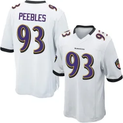 Men's Aeneas Peebles Baltimore Ravens No.93 Game Jersey - White
