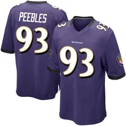 Men's Aeneas Peebles Baltimore Ravens No.93 Game Team Color Jersey - Purple