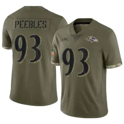 Men's Aeneas Peebles Baltimore Ravens No.93 Limited 2022 Salute To Service Jersey - Olive