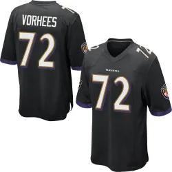 Men's Andrew Vorhees Baltimore Ravens No.72 Game Jersey - Black