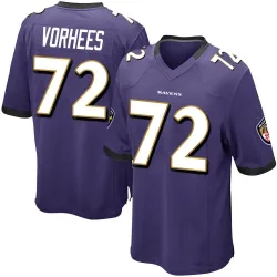 Men's Andrew Vorhees Baltimore Ravens No.72 Game Team Color Jersey - Purple