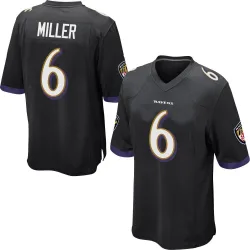 Men's Anthony Miller Baltimore Ravens No.6 Game Jersey - Black