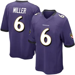 Men's Anthony Miller Baltimore Ravens No.6 Game Team Color Jersey - Purple