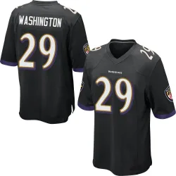 Men's Ar'Darius Washington Baltimore Ravens No.29 Game Jersey - Black