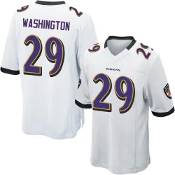 Men's Ar'Darius Washington Baltimore Ravens No.29 Game Jersey - White