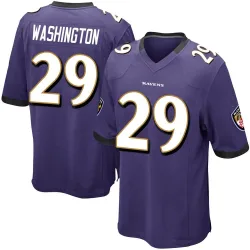 Men's Ar'Darius Washington Baltimore Ravens No.29 Game Team Color Jersey - Purple