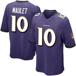 Men's Arthur Maulet Baltimore Ravens No.10 Game Team Color Jersey - Purple