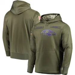 Men's Baltimore Ravens No. 2018 Salute to Service Sideline Therma Performance Pullover Hoodie - Olive