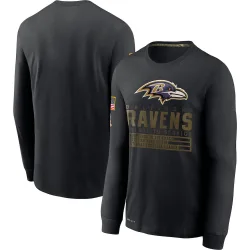 Men's Baltimore Ravens No. 2020 Salute to Service Sideline Performance Long Sleeve T-Shirt - Black