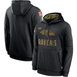 Men's Baltimore Ravens No. 2020 Salute to Service Sideline Performance Pullover Hoodie - Black