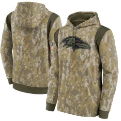 Men's Baltimore Ravens No. 2021 Salute to Service Therma Performance Pullover Hoodie - Camo