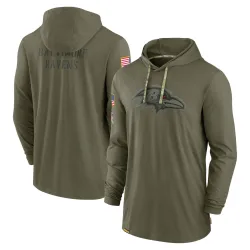 Men's Baltimore Ravens No. 2022 Salute to Service Tonal Pullover Hoodie - Olive