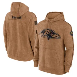 Men's Baltimore Ravens No. 2023 Salute to Service Club Pullover Hoodie - Brown