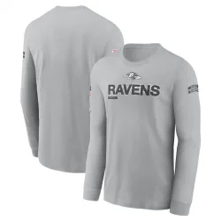 Men's Baltimore Ravens No. 2024 Salute To Service Long Sleeve T-Shirt - Gray