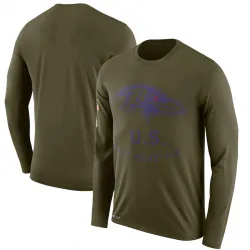 Men's Baltimore Ravens No. Legend 2018 Salute to Service Sideline Performance Long Sleeve T-Shirt - Olive