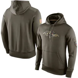 Men's Baltimore Ravens No. Salute to Service KO Performance Hoodie - Olive