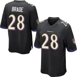 Men's Beau Brade Baltimore Ravens No.28 Game Jersey - Black