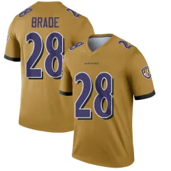 Men's Beau Brade Baltimore Ravens No.28 Legend Inverted Jersey - Gold
