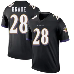 Men's Beau Brade Baltimore Ravens No.28 Legend Jersey - Black