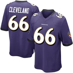 Men's Ben Cleveland Baltimore Ravens No.66 Game Team Color Jersey - Purple