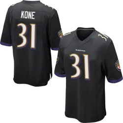 Men's Bilhal Kone Baltimore Ravens No.31 Game Jersey - Black