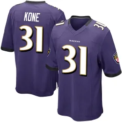 Men's Bilhal Kone Baltimore Ravens No.31 Game Team Color Jersey - Purple
