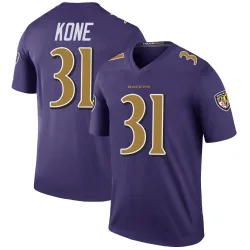 Men's Bilhal Kone Baltimore Ravens No.31 Legend Color Rush Jersey - Purple