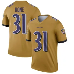 Men's Bilhal Kone Baltimore Ravens No.31 Legend Inverted Jersey - Gold