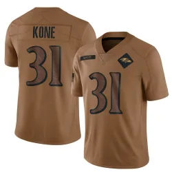 Men's Bilhal Kone Baltimore Ravens No.31 Limited 2023 Salute To Service Jersey - Brown