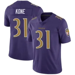 Men's Bilhal Kone Baltimore Ravens No.31 Limited Color Rush Vapor Untouchable Jersey - Purple