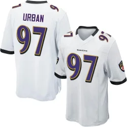 Men's Brent Urban Baltimore Ravens No.97 Game Jersey - White
