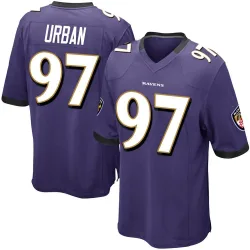 Men's Brent Urban Baltimore Ravens No.97 Game Team Color Jersey - Purple