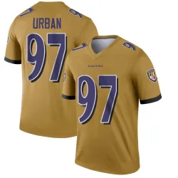 Men's Brent Urban Baltimore Ravens No.97 Legend Inverted Jersey - Gold
