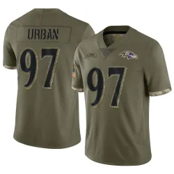 Men's Brent Urban Baltimore Ravens No.97 Limited 2022 Salute To Service Jersey - Olive