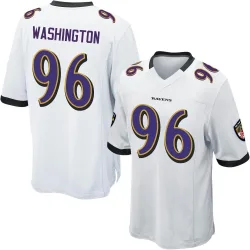 Men's Broderick Washington Baltimore Ravens No.96 Game Jersey - White