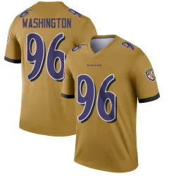 Men's Broderick Washington Baltimore Ravens No.96 Legend Inverted Jersey - Gold