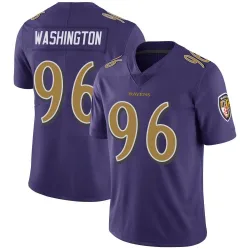 Men's Broderick Washington Baltimore Ravens No.96 Limited Color Rush Vapor Untouchable Jersey - Purple