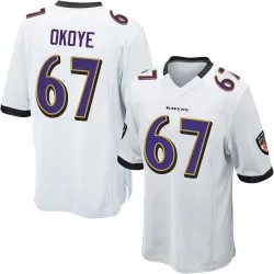 Men's CJ Okoye Baltimore Ravens No.67 Game Jersey - White