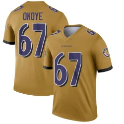 Men's CJ Okoye Baltimore Ravens No.67 Legend Inverted Jersey - Gold