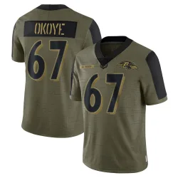 Men's CJ Okoye Baltimore Ravens No.67 Limited 2021 Salute To Service Jersey - Olive