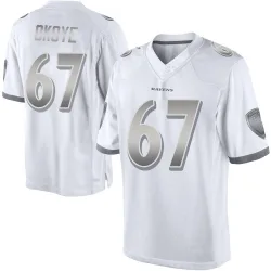 Men's CJ Okoye Baltimore Ravens No.67 Limited Platinum Jersey - White
