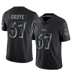 Men's CJ Okoye Baltimore Ravens No.67 Limited Reflective Jersey - Black