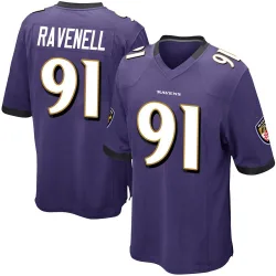 Men's C.J. Ravenell Baltimore Ravens No.91 Game Team Color Jersey - Purple