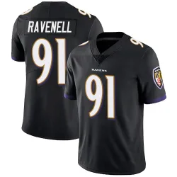 Men's C.J. Ravenell Baltimore Ravens No.91 Limited Alternate Vapor Untouchable Jersey - Black