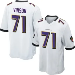 Men's Carson Vinson Baltimore Ravens No.71 Game Jersey - White