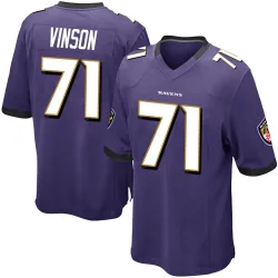 Men's Carson Vinson Baltimore Ravens No.71 Game Team Color Jersey - Purple