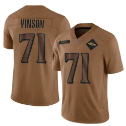 Men's Carson Vinson Baltimore Ravens No.71 Limited 2023 Salute To Service Jersey - Brown