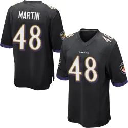 Men's Chandler Martin Baltimore Ravens No.48 Game Jersey - Black