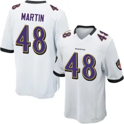 Men's Chandler Martin Baltimore Ravens No.48 Game Jersey - White