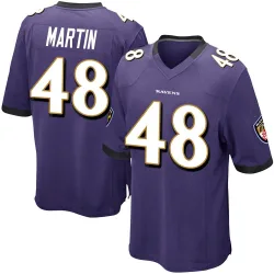 Men's Chandler Martin Baltimore Ravens No.48 Game Team Color Jersey - Purple